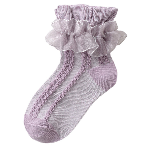 Toddler/kids Girl Sweet Lace Cotton Knee-high Princess Socks with Floral Edge