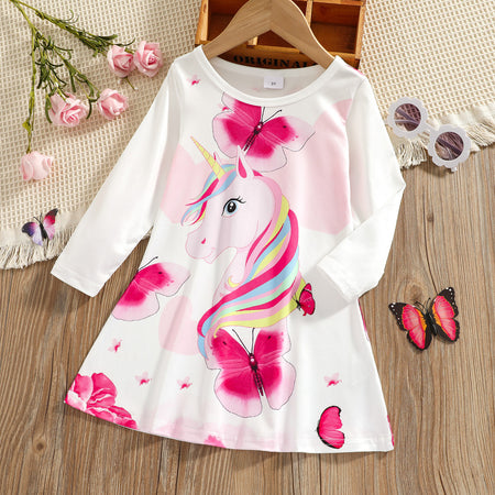 Naia Toddler Girl Unicorn Print Long-sleeve Dress-Promo