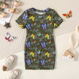 Toddler Girl Naia Butterfly Camouflage Print Short-sleeve Dress-Promo
