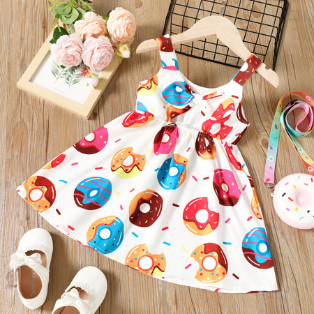 Toddler Girl Allover Donuts Print Tank Dress-Promo