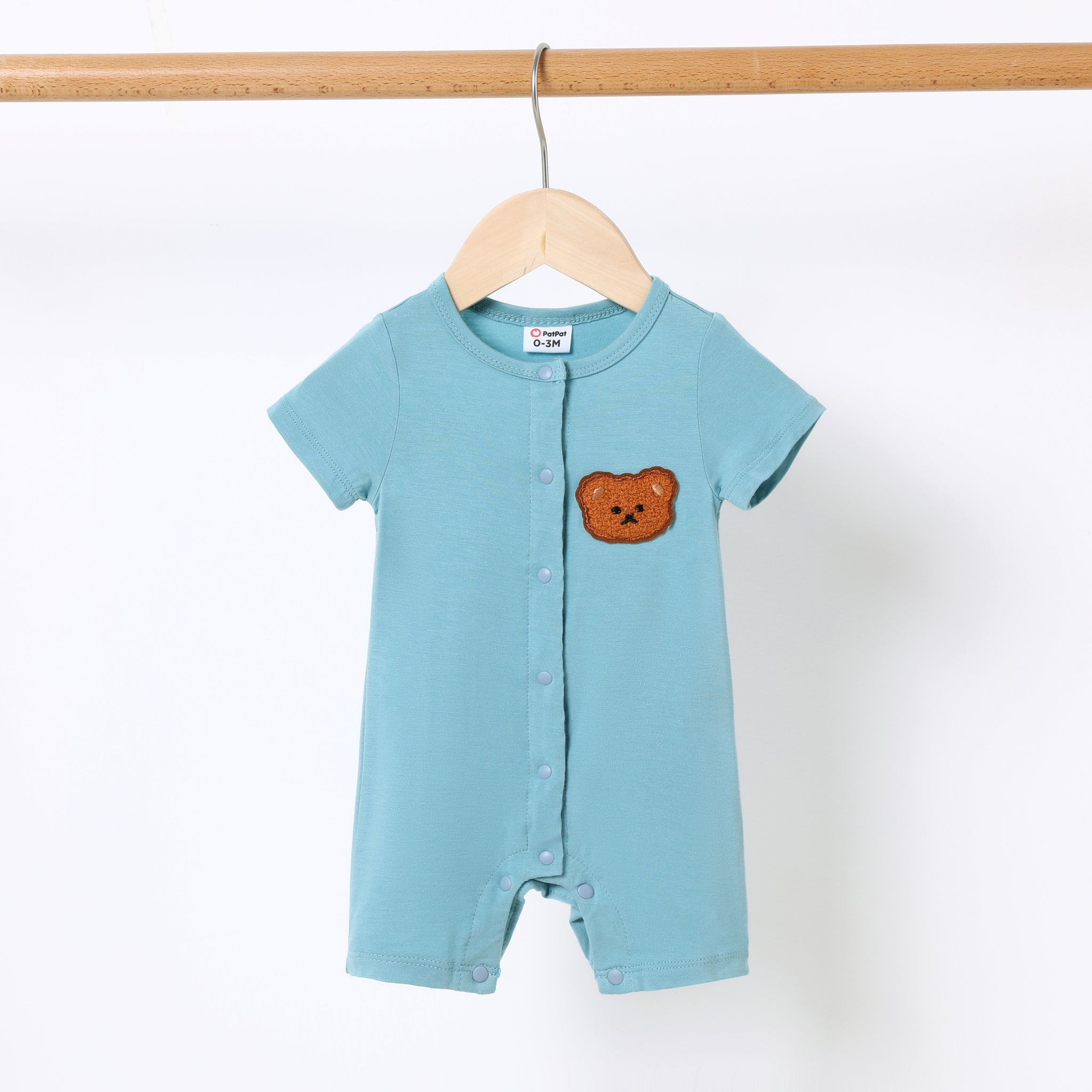 Childlike Solid Color Romper with Secret Button for Unisex Baby