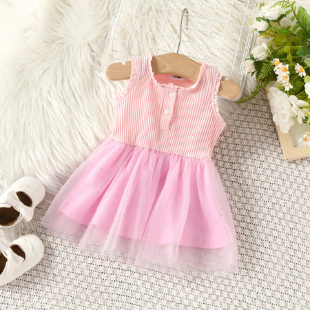 Sweet Girl Dress Set Multi-layered Cotton Chinlon