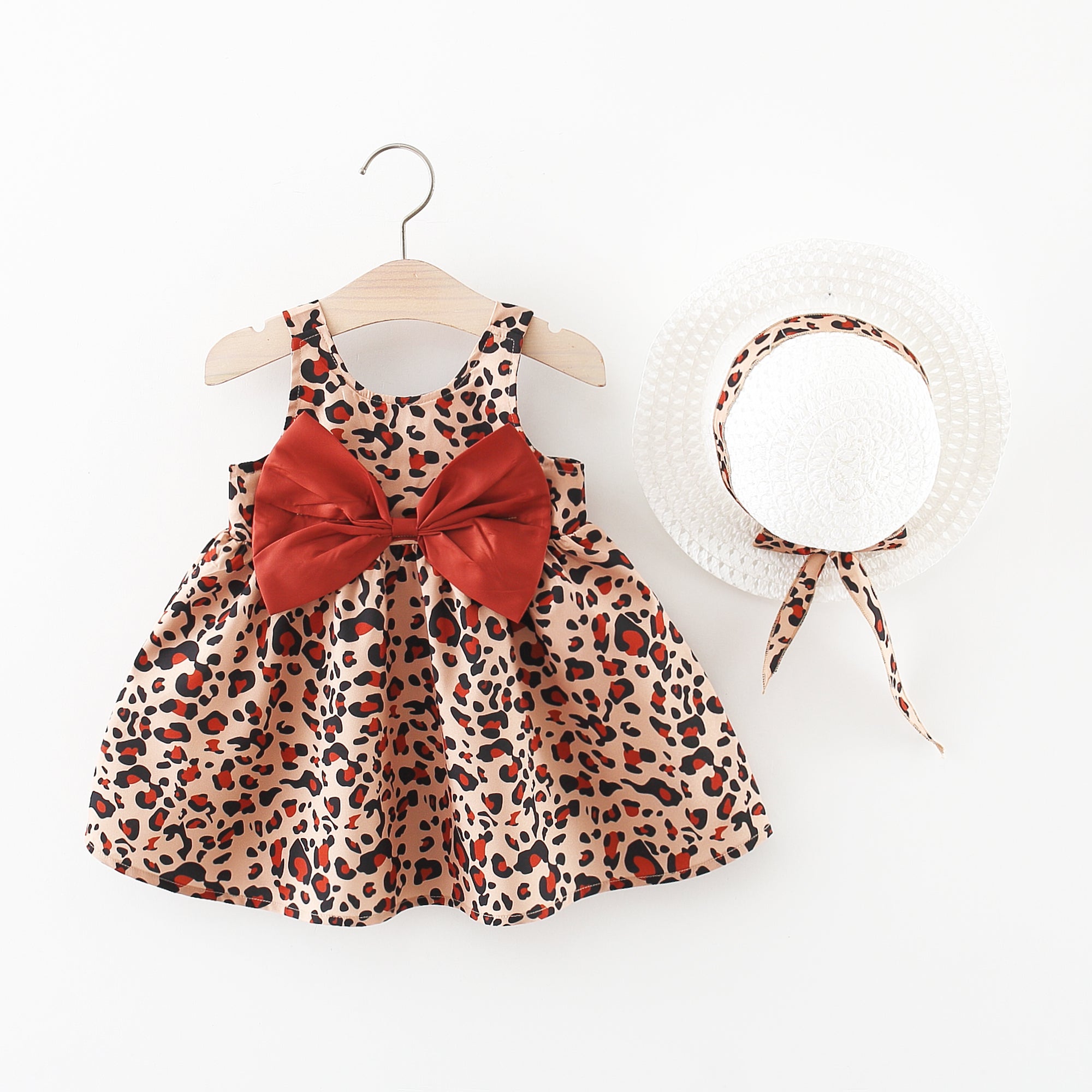 Baby Girls Leopard Print Butterfly Bow & Hat Set