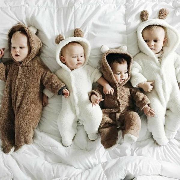 Baby Boy / Girl 3D Bear Design Winter Hooded Jumpsuit