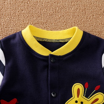 Baby Boy / Girl Cute Giraffe Embroidery Stripe Design Long-sleeve Jumpsuit