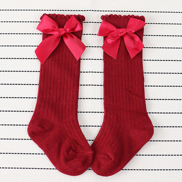 Sweet Solid Bow Decor Socks for Baby and Toddler Girl