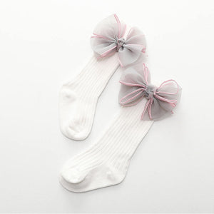 Baby/ Toddler Girl's Tulle Bowknot Decor Ribbed Stockings
