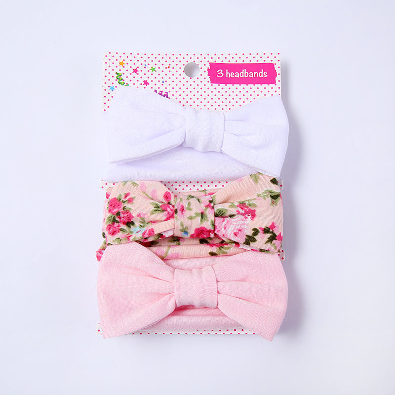 3-piece Baby / Toddlers Lovely Solid Polka Dots Floral Allover Combined Stretchy Headband