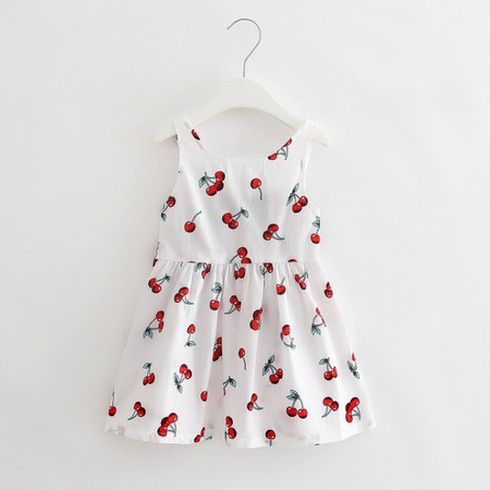 Baby / Toddler Girl Sweet Cherry Print Backless Sleeveless Dress