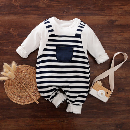 Baby Boy Stripe Long-sleeve Jumpsuit