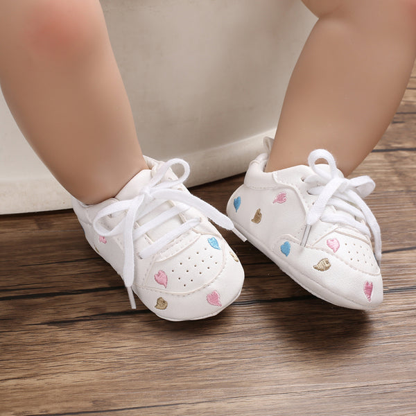 Baby / Toddler Valentine Pretty Stars Embroidery Solid Prewalker Shoes (Various colors)