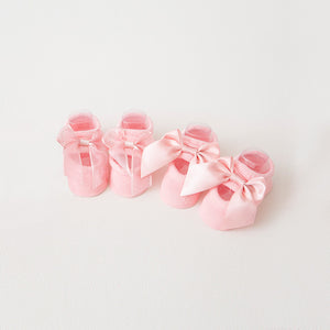2-pack Baby / Toddler Girl Bowknot Solid Socks Set