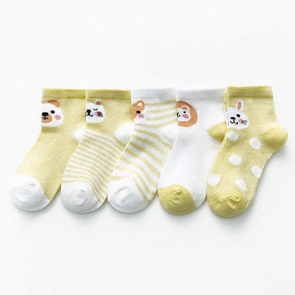5-pack Baby / Toddler / Kid Animal Solid Socks