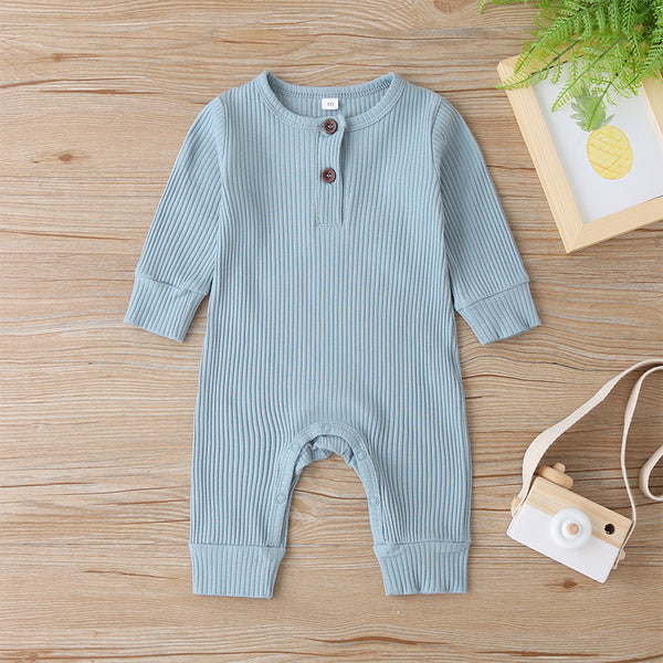 Baby Boy / Girl Cotton Knitted Style Solid Cardigan Long-sleeve Jumpsuit