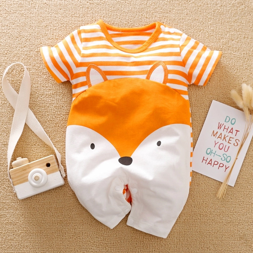 Baby Fox Print Striped Romper