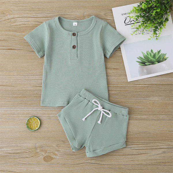 Baby Casual Solid Top and Shorts Set