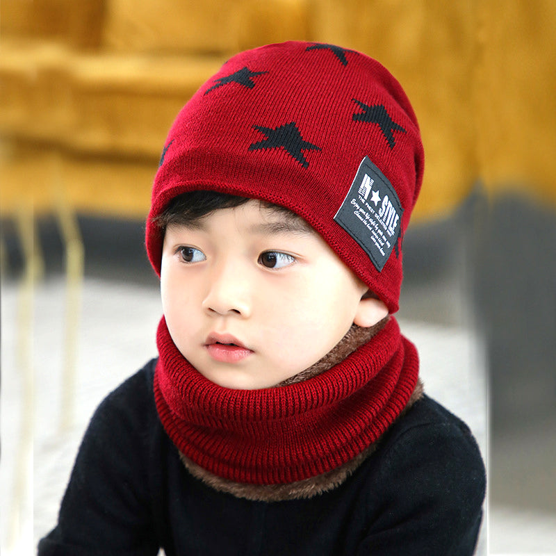 Toddler / Kid Stars Fleece Knitted Hat and Scarf Set
