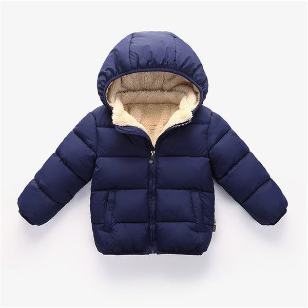 Baby / Toddler Causal Fluff Solid Long-sleeve Hooded Cotton Coat