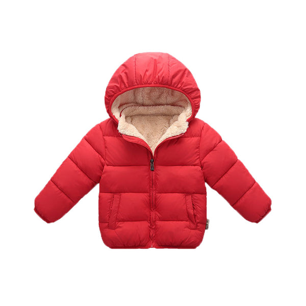 Baby / Toddler Causal Fluff Solid Long-sleeve Hooded Cotton Coat