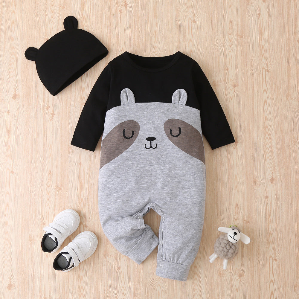 2-piece Baby Raccoon Jumpsuit with Hat