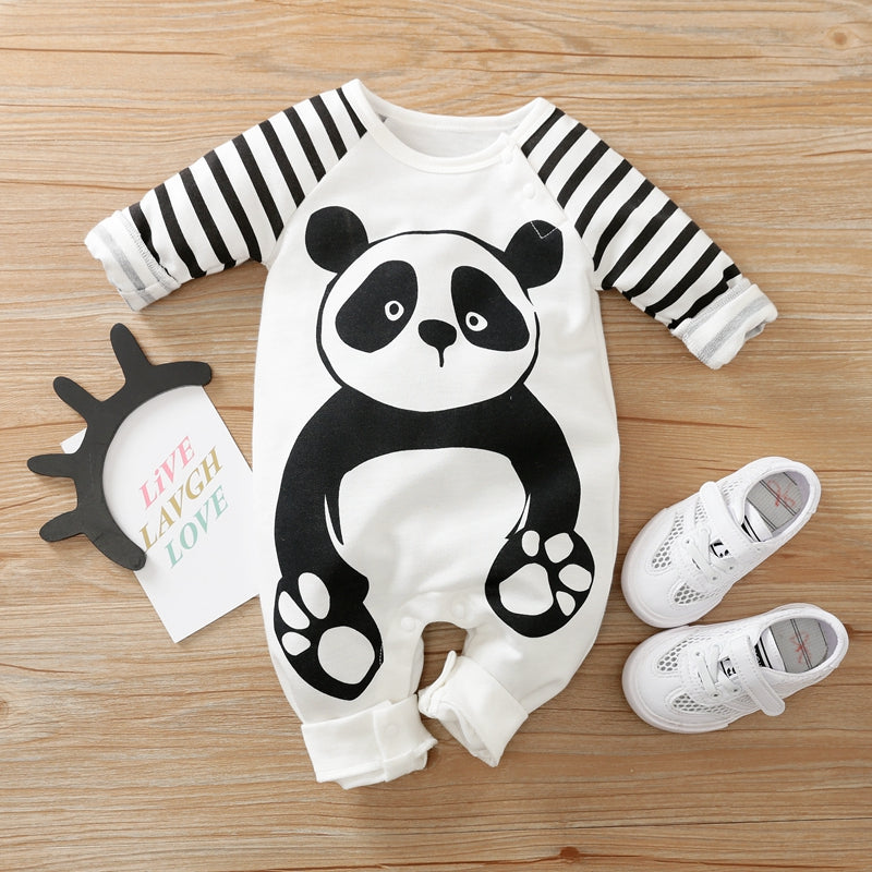 Baby Panda Striped Jumpsuit