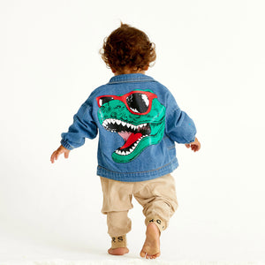 Baby / Toddler Boy Trendy Dinosaur Print Denim Jacket US Sale