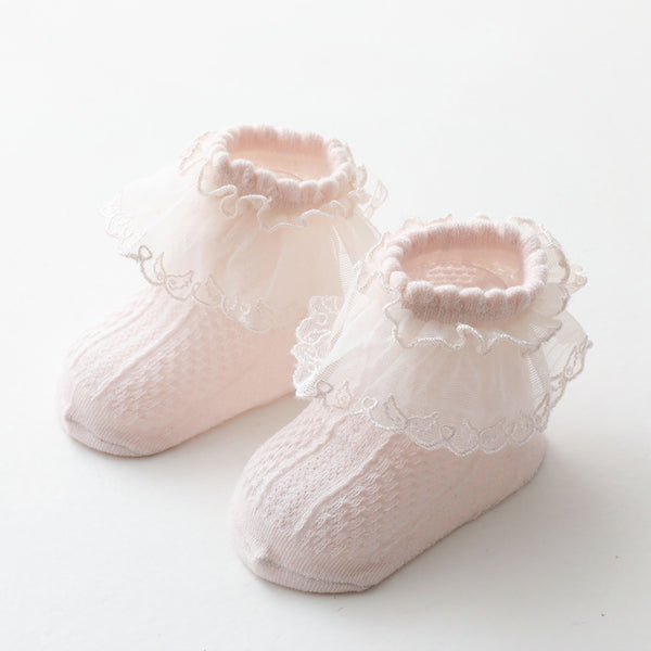 Baby / Toddler Solid Lace Flounced Breathable Socks