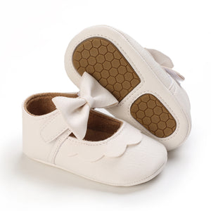 Baby / Toddler White Bowknot Decor Velcro Closure Prewalker Shoes