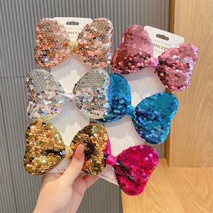 3 pack Pure Color Sequined Bowknot Decor Hair Clip for Girls