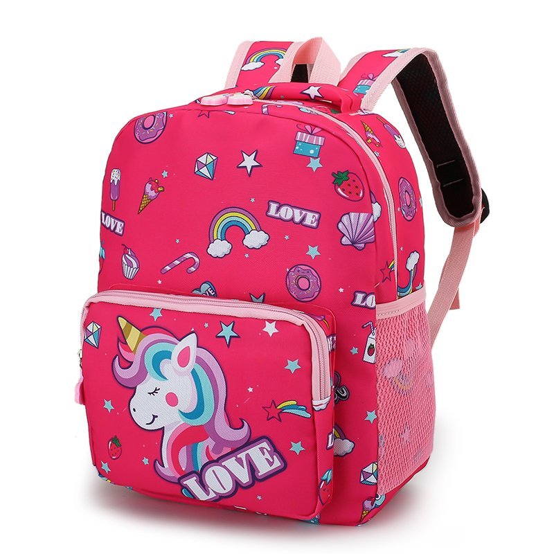 Kids Unicorn Rainbow Print Backpack Children Square School Bag Travel Bag