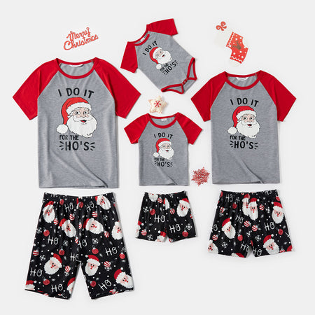 Christmas Santa and Letter Print Family Matching Short-sleeve Pajamas Sets Flame Resistant