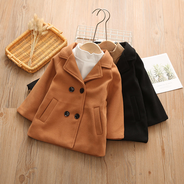 Toddler GirlBoy Lapel Collar Double Breasted Duffle Coat