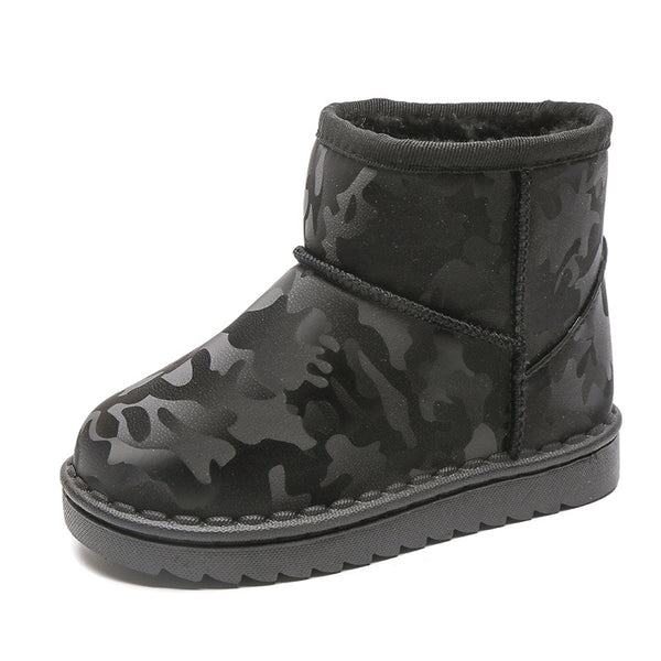 Toddler  Kid Solid Color Print Fleece-lining Boots