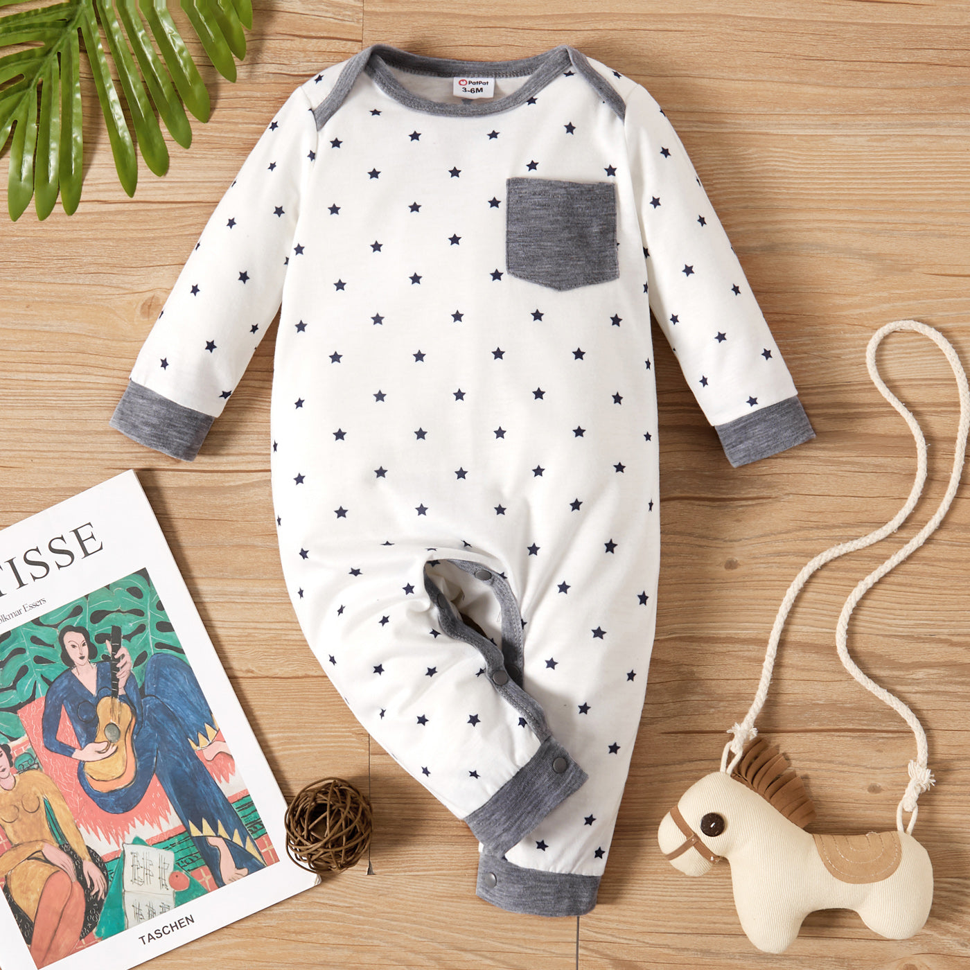 Baby Boy All Over StripedStar Print Long-sleeve Jumpsuit