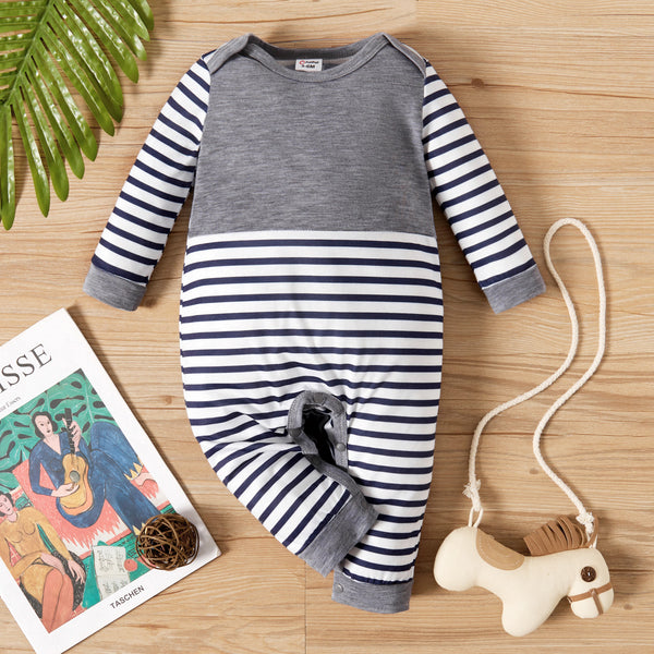 Baby Boy All Over StripedStar Print Long-sleeve Jumpsuit