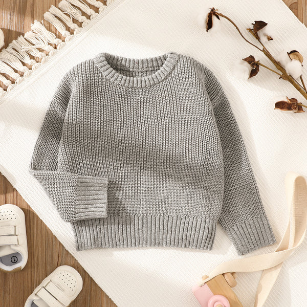 Baby Solid Long sleeve Knitted Sweater Pullover