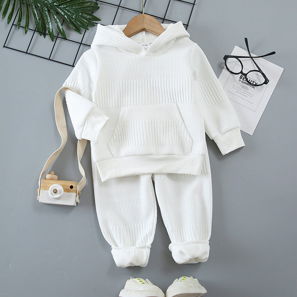 2-piece Toddler Boy Solid Color Hoodie Sweatshirt and Pants Casual Set
