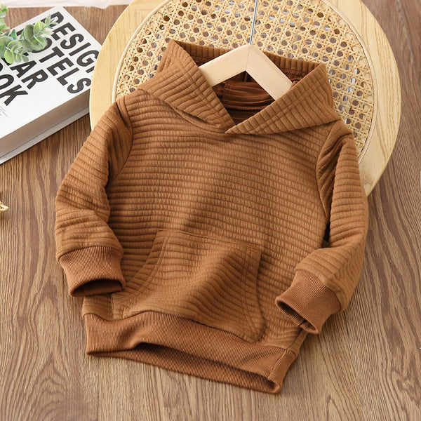 Toddler Boy Solid Color Textured Hoodie Sweatshirt