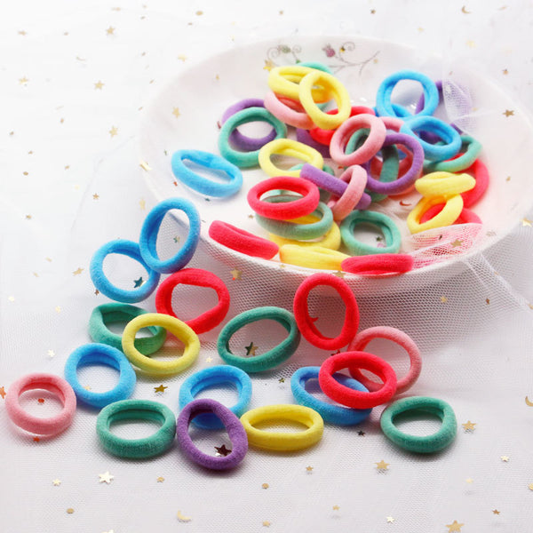50-pack Multicolor Small Size Rubber Hair Ties for Girls
