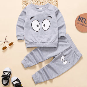 2-piece Toddler BoyGirl Eye Print Pullover Sweatshirt and Pants Casual Set