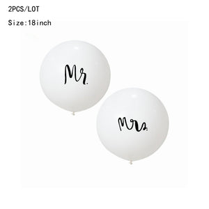 2-pack Mr  Mrs White Balloons Latex Round Balloons for Wedding Engagement Party Valentine's Day Decoration