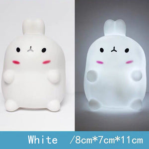 Easter Cute Bunny Night Light Soft Vinyl LED Rabbit Night Lamp Home Atmosphere Bedroom Bedside Lamp Easter Decor Ornament