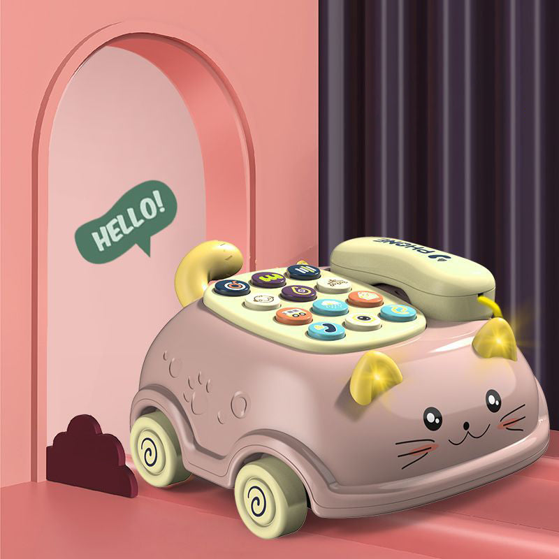 Kids Telephone Toy Baby Early Education Light Music Toy Emulated Montessori Phone Toy Simulated Landline Drag