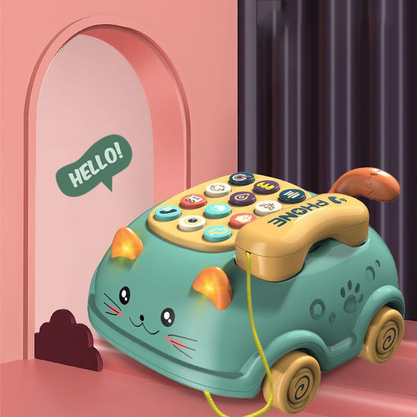 Kids Telephone Toy Baby Early Education Light Music Toy Emulated Montessori Phone Toy Simulated Landline Drag
