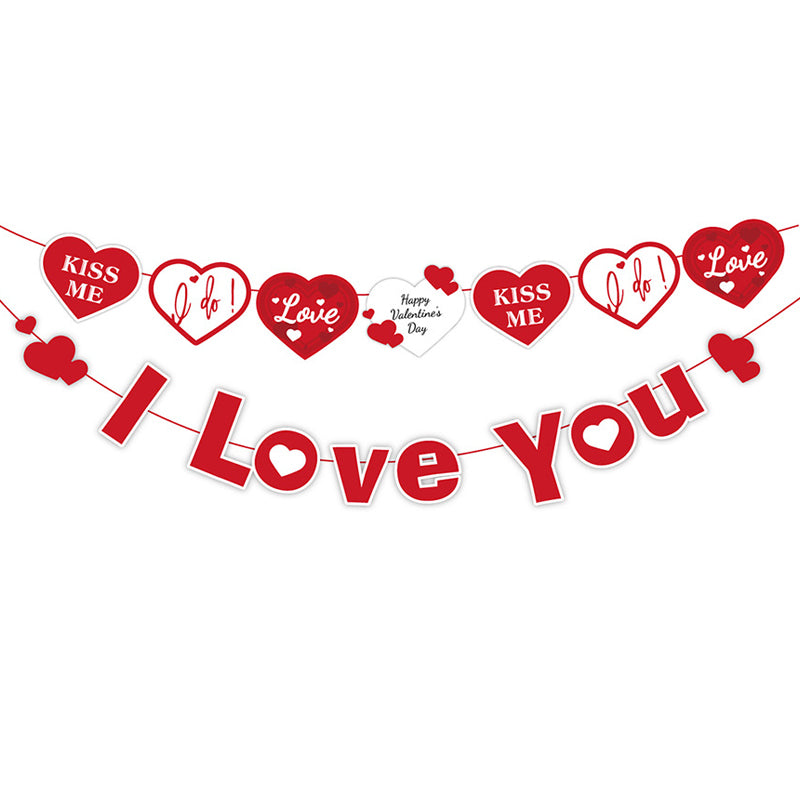 2-pack I Love You Banner and Heart Letters 'Kiss Me  I Do  Love' for Wedding Proposal Valentines Day Wedding Engagement Home Indoor Party Decor Ornament