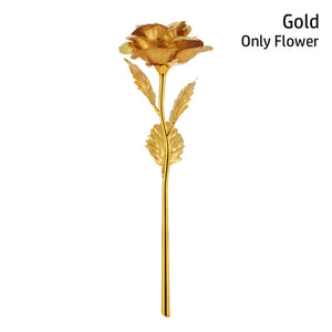 Gold Foil Rose Long Stem Simulation Rose Flower Romantic Gift for Mothers Day Valentines Day Anniversary