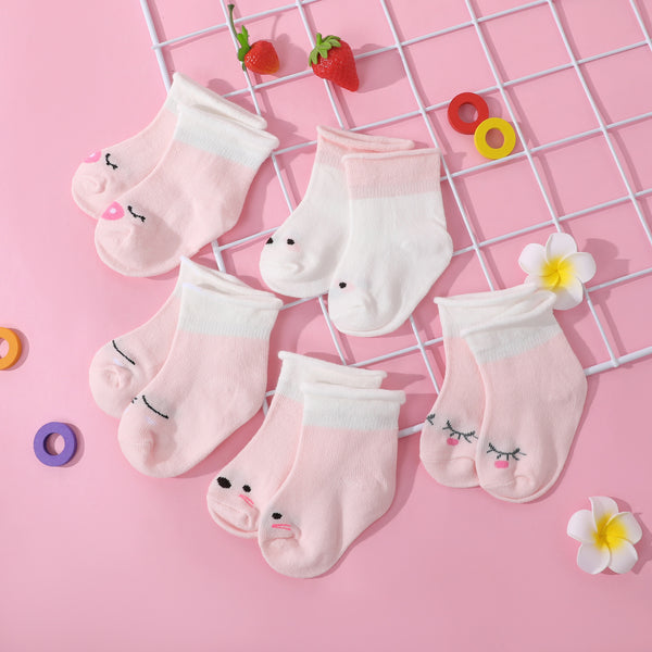 5-pack Baby  Toddler Stripe Stars Cartoon Pattern Loose Mouth Socks