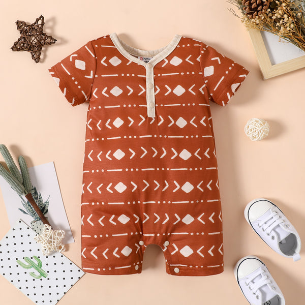 Baby Boy All Over Print Short-sleeve Snap Romper