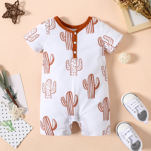 Baby Boy All Over Print Short-sleeve Snap Romper