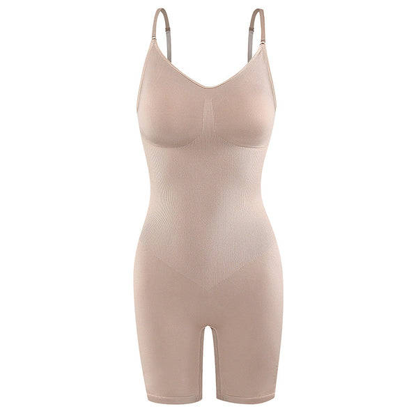 Women High-Rise Tummy Control Shapewear Seamless Bodysuit Butt Lifter Bodysuit Mid Thigh Body Shaper Shorts Without Chest Pad